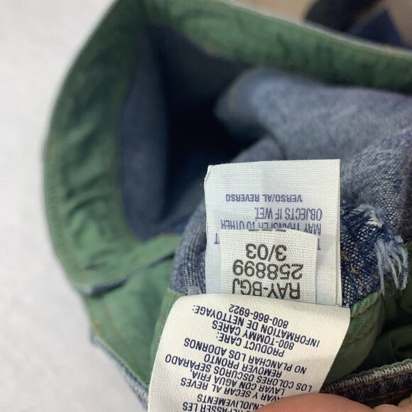 Vtg Y2K Tommy Hilfiger Flare Jeans Low Rise Blue Jr Sz 3 Button Leg Bare back - Picture 10 of 14